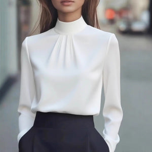 Women's Casual Fashionable Elegant Solid - Color Long - Sleeve Shirt - Zambeel