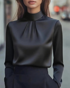 Women's Casual Fashionable Elegant Solid - Color Long - Sleeve Shirt - Zambeel