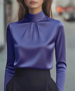Women's Casual Fashionable Elegant Solid - Color Long - Sleeve Shirt - Zambeel