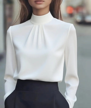 Women's Casual Fashionable Elegant Solid - Color Long - Sleeve Shirt - Zambeel
