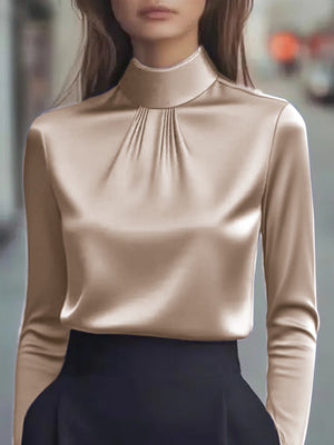 Women's Casual Fashionable Elegant Solid - Color Long - Sleeve Shirt - Zambeel