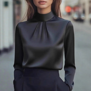 Women's Casual Fashionable Elegant Solid - Color Long - Sleeve Shirt - Zambeel