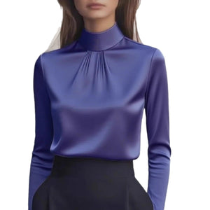 Women's Casual Fashionable Elegant Solid - Color Long - Sleeve Shirt - Zambeel