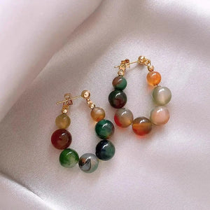 Womens Colorful Fashion Beaded Jade Earrings - Zambeel
