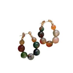Womens Colorful Fashion Beaded Jade Earrings - Zambeel