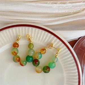Womens Colorful Fashion Beaded Jade Earrings - Zambeel