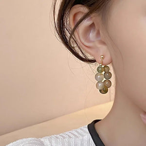 Womens Colorful Fashion Beaded Jade Earrings - Zambeel