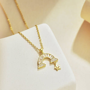 Women's Cute Rainbow Star S925 Sterling Silver Necklace - Zambeel