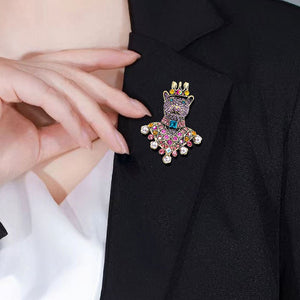 Women's Diamond Crown Bear Brooch - Zambeel
