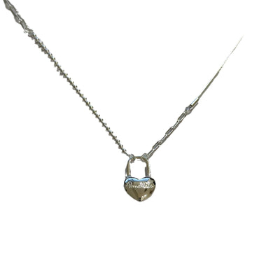 Women's Double - Layer Chain Heart - Shape Lock Necklace S925 Sterling Silver - Zambeel