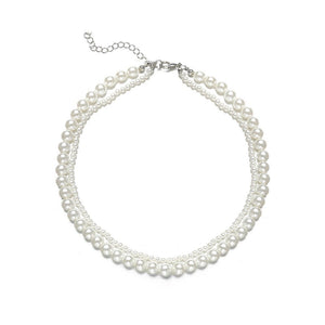 Womens Double - Layer Pearl Necklace For Layering - Zambeel