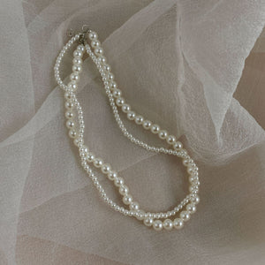Womens Double - Layer Pearl Necklace For Layering - Zambeel