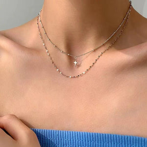 Women's Double - layer Twin Titanium Steel Necklace - Zambeel