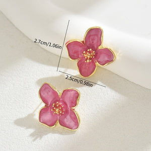 Women's Earrings Flower Flower Oiling Design - Zambeel