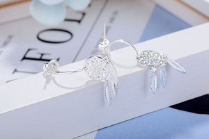 Women's Fashion Feather Dream Catcher Ear Studs - Zambeel
