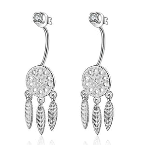 Women's Fashion Feather Dream Catcher Ear Studs - Zambeel