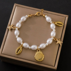 Women's Fashion Irregular Pearl Starfish Shell Bracelet - Zambeel