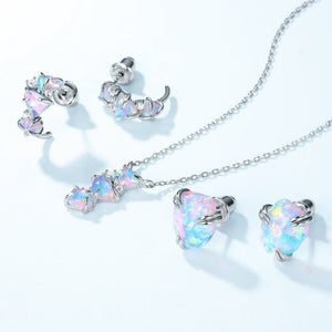 Women's Fashion Versatile Colorful Synthetic Opal Pendant Necklace - Zambeel