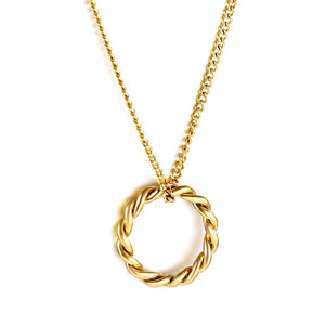 Women's Fashionable Exquisite Non - Fading Openwork Circle Gold Simple Twist Necklace - Zambeel
