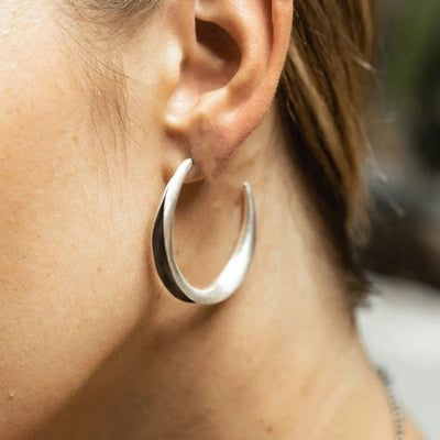 Womens French - needle Large Circular Hoop Earrings - Zambeel