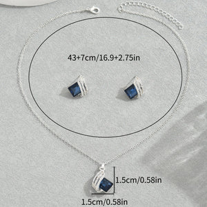 Women's Geometric Inlaid Crystal Necklace Suit - Zambeel