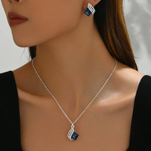 Women's Geometric Inlaid Crystal Necklace Suit - Zambeel