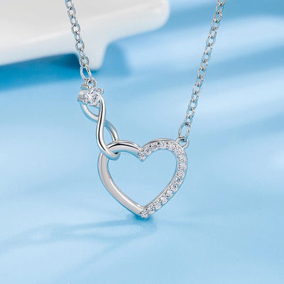 Womens Heart - Shaped Zircon Infinity Love Necklace - Zambeel