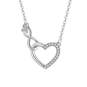 Womens Heart - Shaped Zircon Infinity Love Necklace - Zambeel