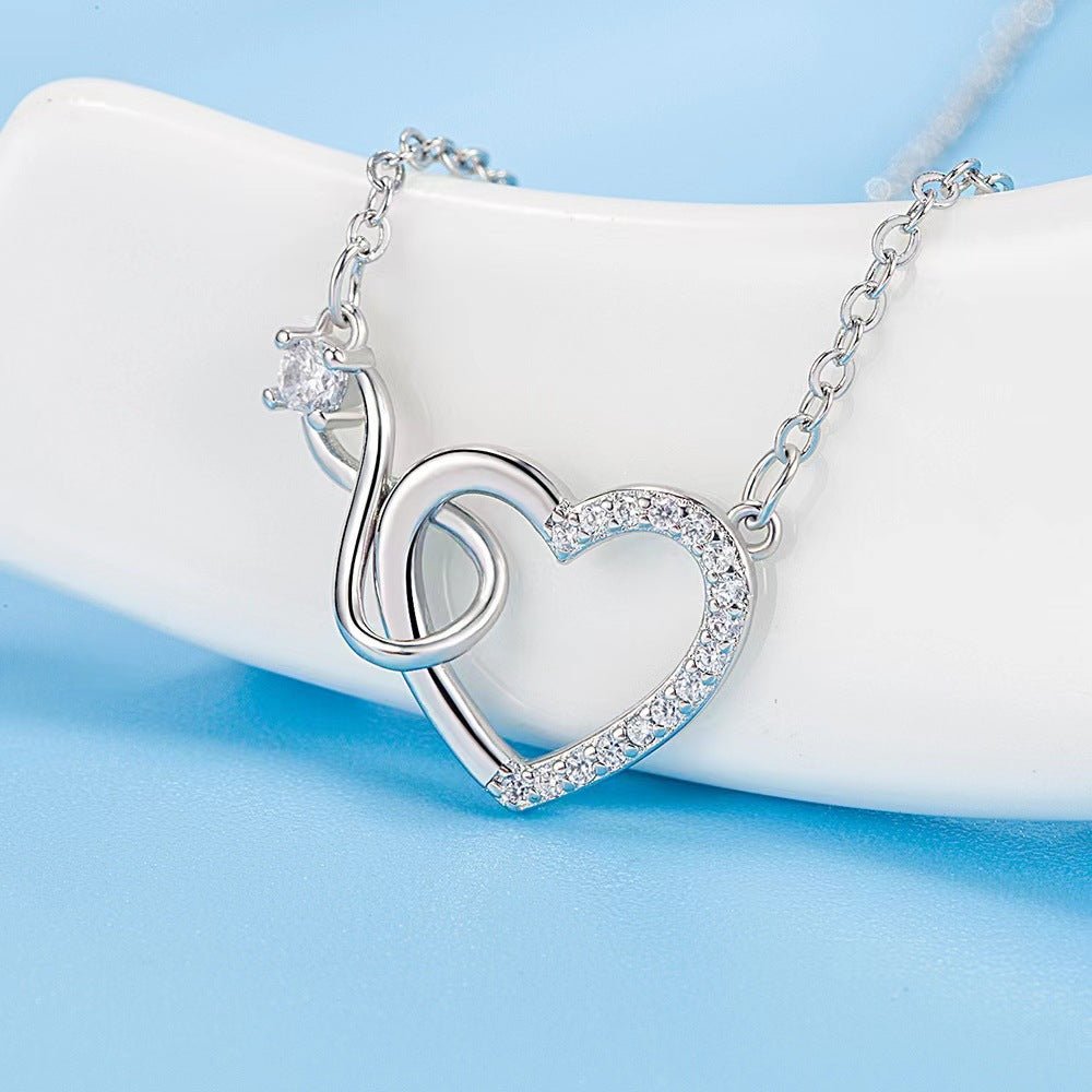 Womens Heart - Shaped Zircon Infinity Love Necklace - Zambeel