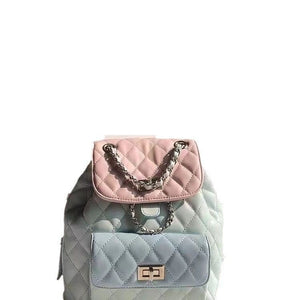 Women's High - end Diamond Grid Contrasting Chain Backpack - Zambeel