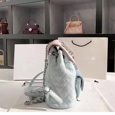 Women's High - end Diamond Grid Contrasting Chain Backpack - Zambeel
