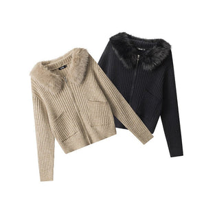 Womens Hooded Knit Sweater Cardigan - Zambeel