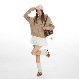 Womens Hooded Knit Sweater Cardigan - Zambeel