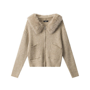 Womens Hooded Knit Sweater Cardigan - Zambeel