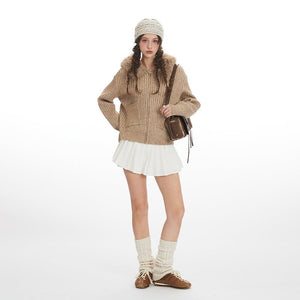 Womens Hooded Knit Sweater Cardigan - Zambeel