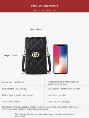 Women's Leather Mini Women's Bag Classic Mobile Phone Bag Messenger Bag - Zambeel