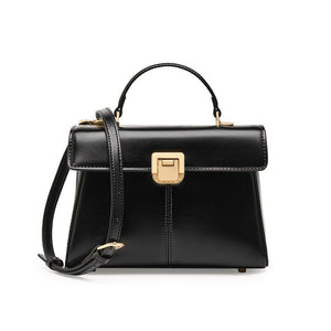 Women's Leather Vachette Clasp Portable Shoulder Bag - Zambeel