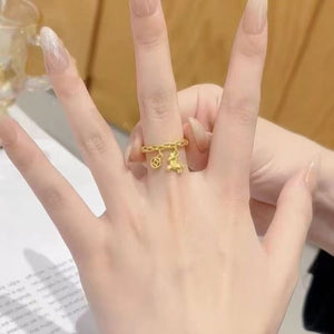 Women's Lucky Gold Horse Coin Ring, Open Adjustable Index Finger Band, Horse Year Zodiac Birth Year Fortune Ring - Zambeel