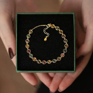 Womens Luxury Niche Delicate Multicolored Tourmaline Bracelet - Zambeel