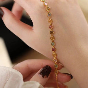 Womens Luxury Niche Delicate Multicolored Tourmaline Bracelet - Zambeel