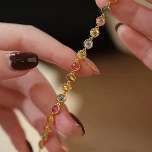 Womens Luxury Niche Delicate Multicolored Tourmaline Bracelet - Zambeel