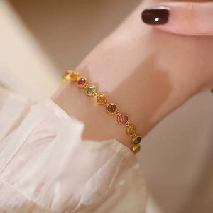 Womens Luxury Niche Delicate Multicolored Tourmaline Bracelet - Zambeel