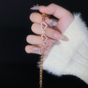 Womens Minimalist Stylish And Elegant Hollowed - out Heart - shaped Bracelet - Zambeel