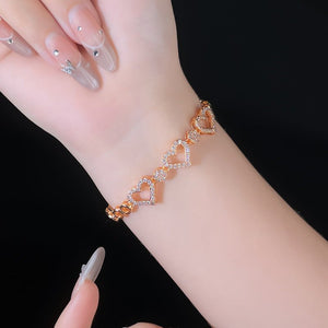 Womens Minimalist Stylish And Elegant Hollowed - out Heart - shaped Bracelet - Zambeel