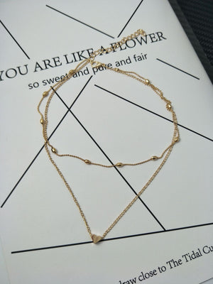 Women's Peach Heart Multi - layer Clavicle Necklace - Zambeel