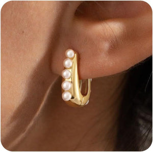 Women's Pearl Earrings Fashion Gold Plated - Zambeel