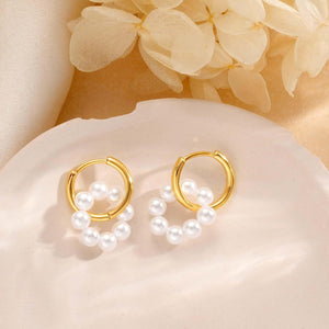 Women's Pearl Earrings Fashion Gold Plated - Zambeel