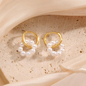 Women's Pearl Earrings Fashion Gold Plated - Zambeel
