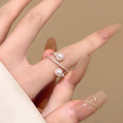 Women's Pearl Ring Exquisite Stylish Opening Adjustable - Zambeel