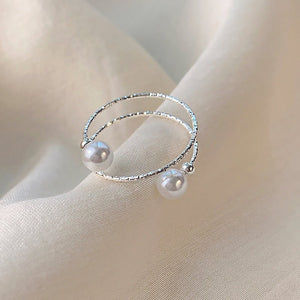 Women's Pearl Ring Exquisite Stylish Opening Adjustable - Zambeel